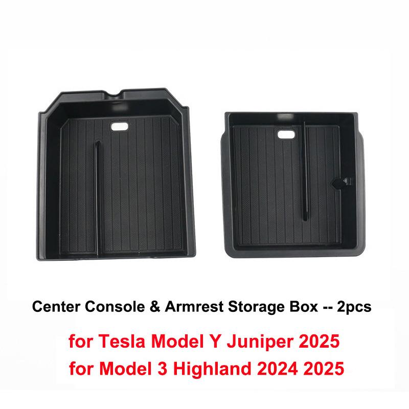 For Tesla New Model Y Juniper 2025 Launch Model 3 Highland 2024 Center Console & Armrest Storage Box Upper&Lower Silicone Pad