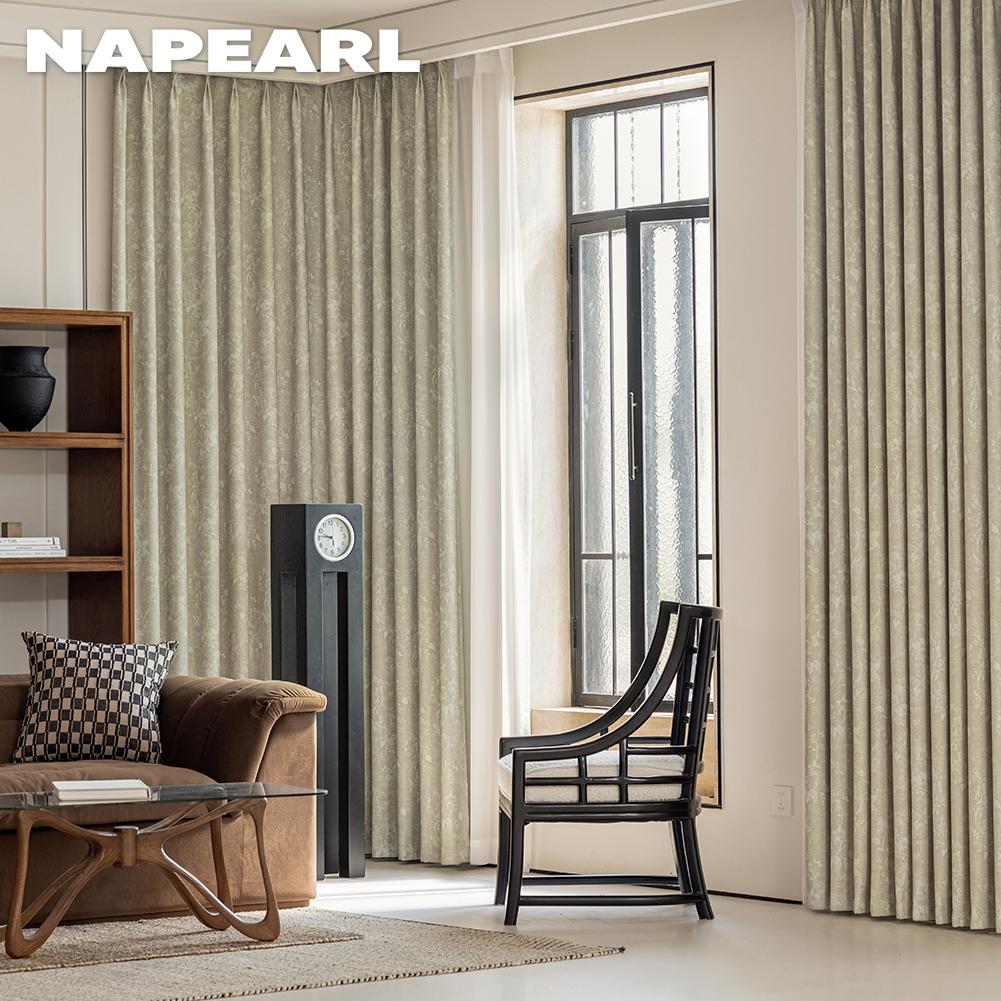1PC NAPEARL 70-80% Shading Degree Jacquard Shading Texture Curtain Lace Curtain for Bedroom Living Room Home Decor