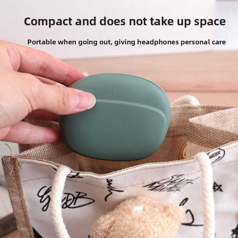 Silicone Earphone Storage Box Portable Cable Organizer for Headphones and Wires Modern Minimalist Design 1L Capacity Green, Gray, Pink Options