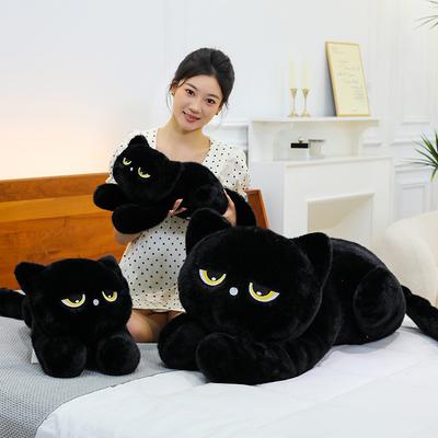 Плюшевая игрушка черный кот и серый кот, декоративная подушка, милый кот, подушка для сна на диване, подушка для спины, кукла, подушка для сна