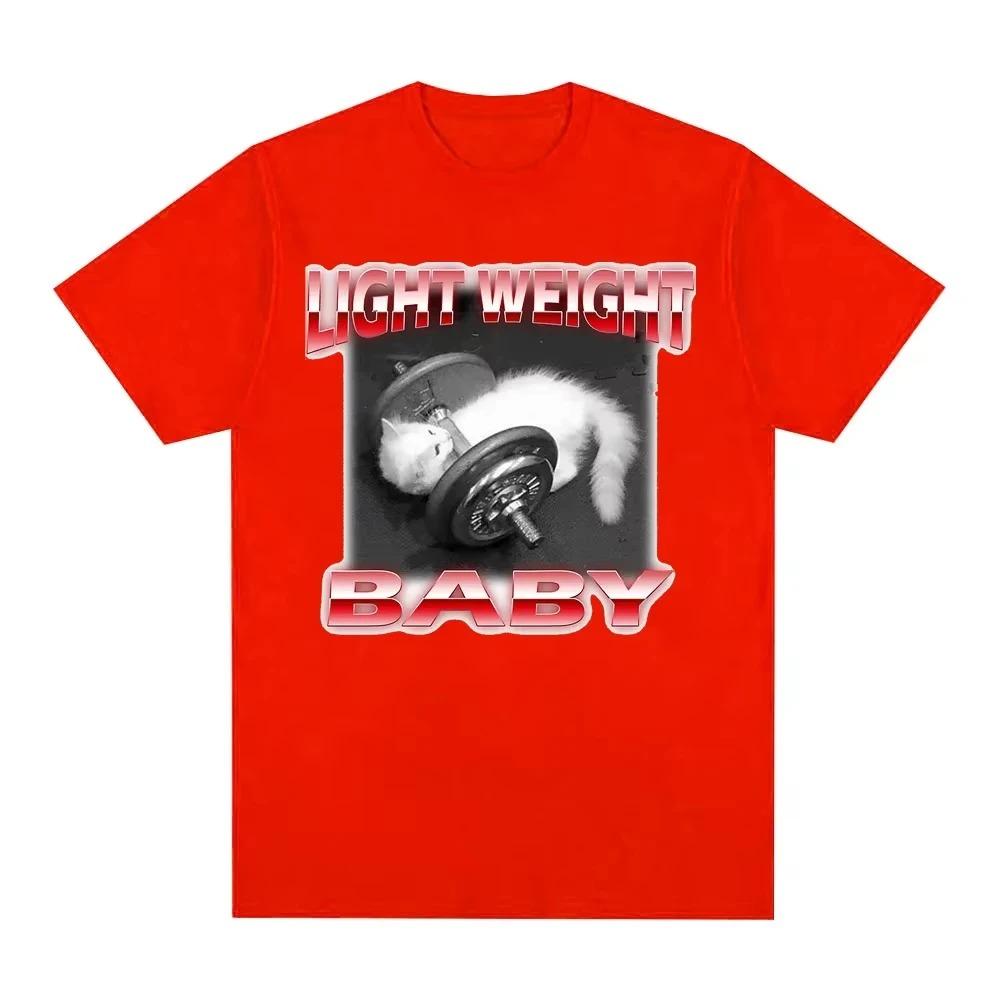 Fun Cute Cat Dumbbell Graphic Crew Neck TShirt Leisure Short Sleeve Fashion Summer Tee for Comfortable Women And Men Tshirts