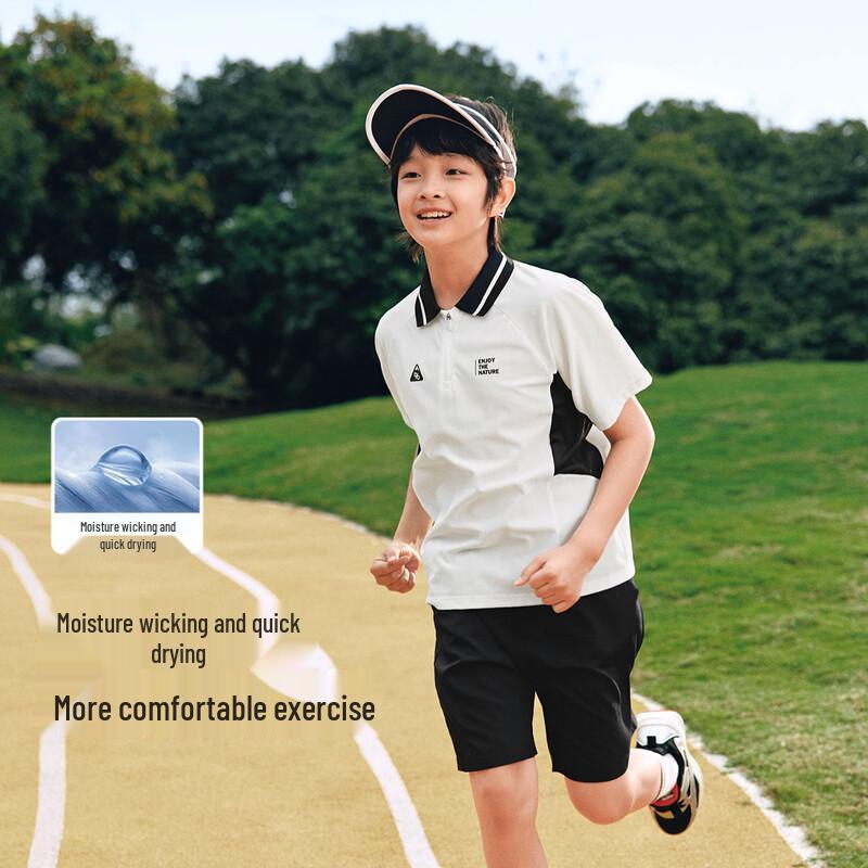 Balabala Boys' Quick-Dry Cooling Short Sleeve Two-Piece Set