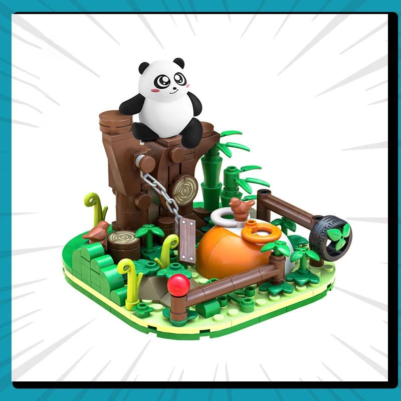 Симпатичные панда, строительные блоки, зоопарк, пейзаж, сборка, модель, кирпичи, креативное украшение для рабочего стола, детские рождественские игрушки «сделай сам», подарки