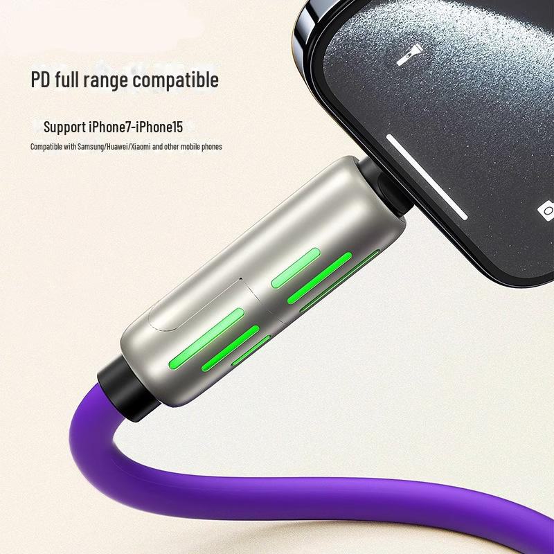 Кабель для передачи данных PD60W с жидкостным силиконом и функцией быстрой зарядки 4 в 1, Type-C, совместим с Huawei и Apple, двойная быстрая зарядка.