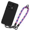 Shockproof Case For Xiaomi Redmi Note 13 Pro 5G - Black Silicone - Detachable Lanyard - Tricolor Checkered