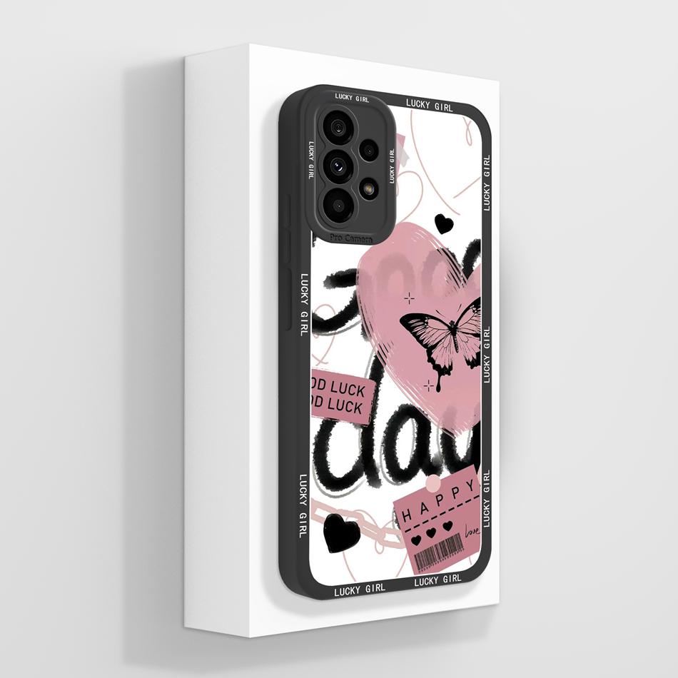 Забавный чехол для Samsung A73 Эстетичный мягкий жидкий силикон Funda для задней крышки телефона Samsung Galaxy A73 5G с защитой камеры