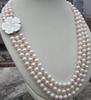 Ожерелье из натурального белого жемчуга 3 ряда 8-9 мм