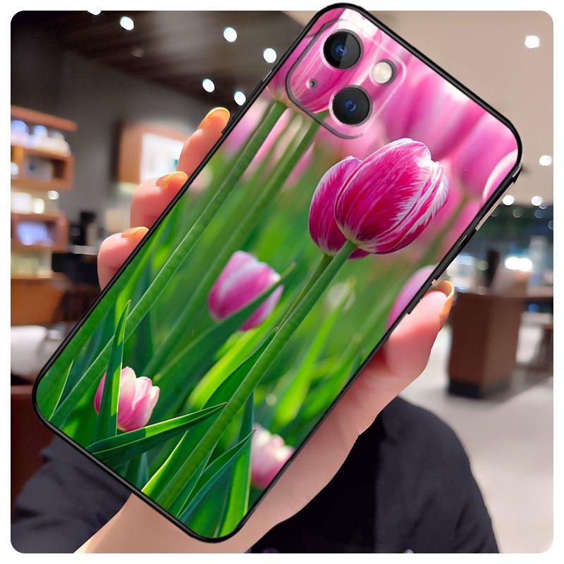 Цветочный чехол с тюльпанами для iPhone 13 Pro Max 16 15 11 12 14 17 Pro Max mini 15 16 Plus 16e 17 Air Чехол для телефона