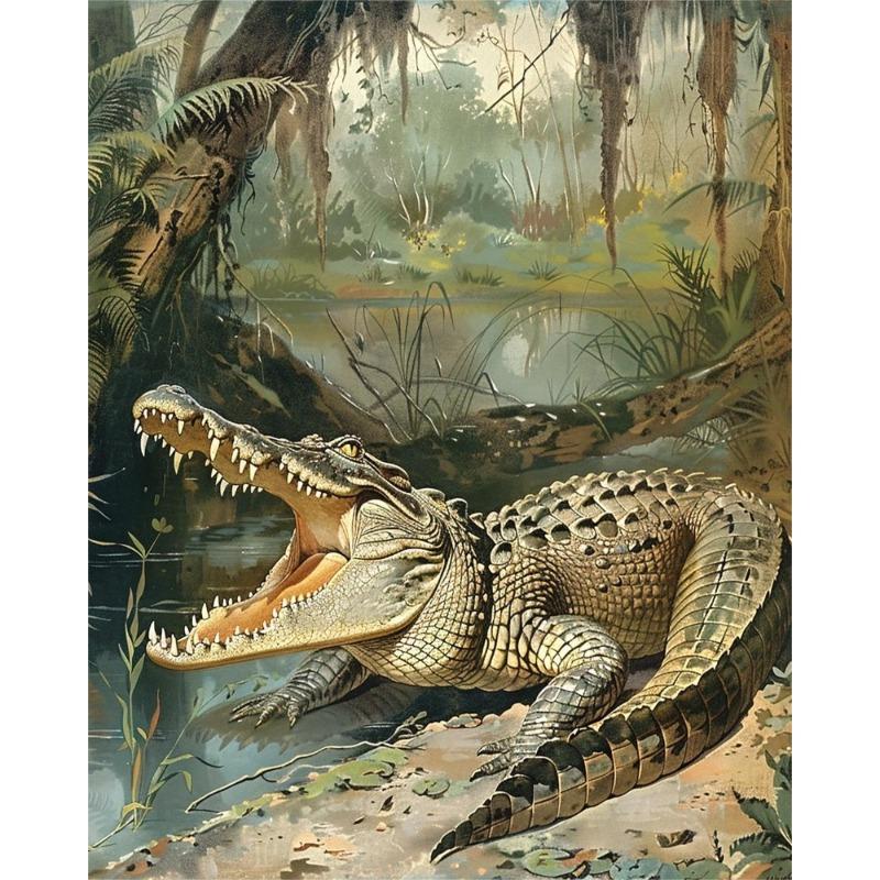 Лесная дикая природа Ягуар Лебедь Лошадь Ленивец Крокодил Ретро Животное Абстракция Постер Холст Картины Настенное искусство Картины Домашний декор