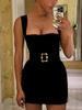 Летнее винтажное однотонное короткое платье без рукавов, сексуальное тонкое вечернее платье Y2k с квадратным вырезом, модное шикарное ретро трапециевидное тонкое уличное платье, одежда