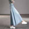 Super Loose Culotte Wash Vintage Wide Leg Jeans Women Design Oversize High Waist Denim Pantalones 95cm Korean Baggy Skirt Pants