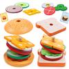 Деревянные игрушки для складывания бургеров и сэндвичей для малышей, дошкольников, обучающие игрушки, ролевые игры, кухонные игрушки, подарок