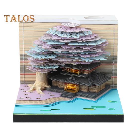 3D-календарь со светодиодной подсветкой, художественная бумажная скульптура, домик на дереве, отрывной календарь с подсветкой, специальное бумажное украшение для рабочего стола