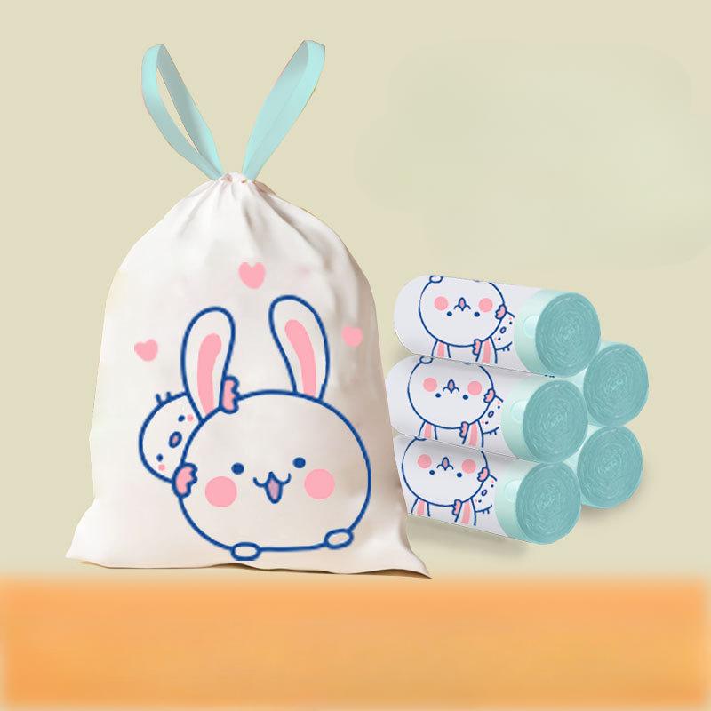 Drawstring Free Tear Printed Garbage Bag Thickened Pe Household Plastic Bag Office Kitchen Cartoon Drawstring Type