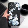 Матовый чехол для телефона с цветочным узором и текстурой из кожи для Samsung S25 Ultra S24 FE S23 S22 A36 A56 A16 A55 A26 A15 A35, тонкий противоударный мягкий чехол-накладка из ТПУ