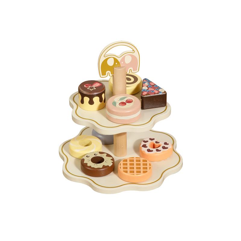 Wooden Dessert Kitchen Set: Pretend Play Cake & Ice Cream Afternoon Tea Toy