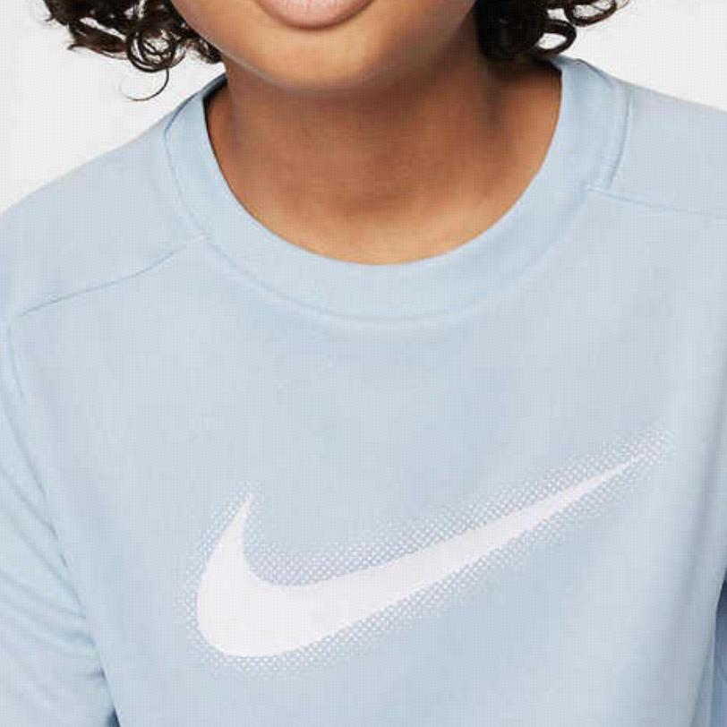 Nike Футболка Dri-FIT Icon с принтом логотипа, реглан, круглый вырез, короткий рукав, детские топы, синий DX5386440
