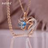 Женское ожерелье с подвеской из розового золота и инкрустированным светло-голубым искусственным цирконием