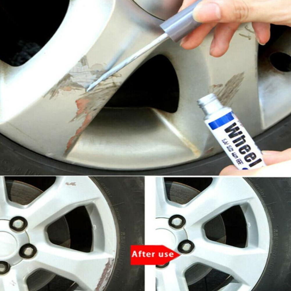 New 1pc 12ml Silver Black Alloy Wheel Up Pen Repair Paint Curbing Scratch Maker With Brush Wheel Scratch Spray Paint Hub