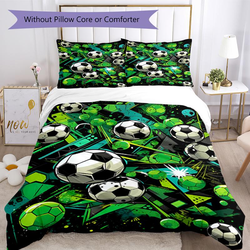 3pcs Soccer Bedding Set Duvet Cover Closure Includes 1 Duvet Cover & 2 Pillowcases, Soft and Comfortable for All Seasons.