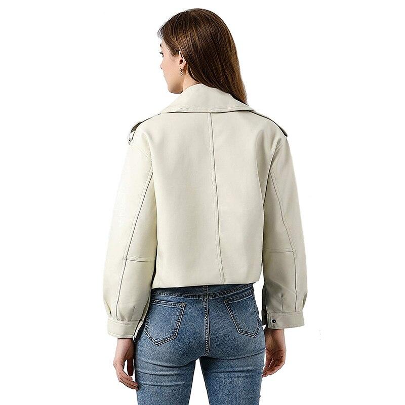 Осенняя короткая куртка из искусственной кожи с отложным воротником, женская мотоциклетная байкерская куртка из искусственной кожи, свободная уличная верхняя одежда в стиле панк