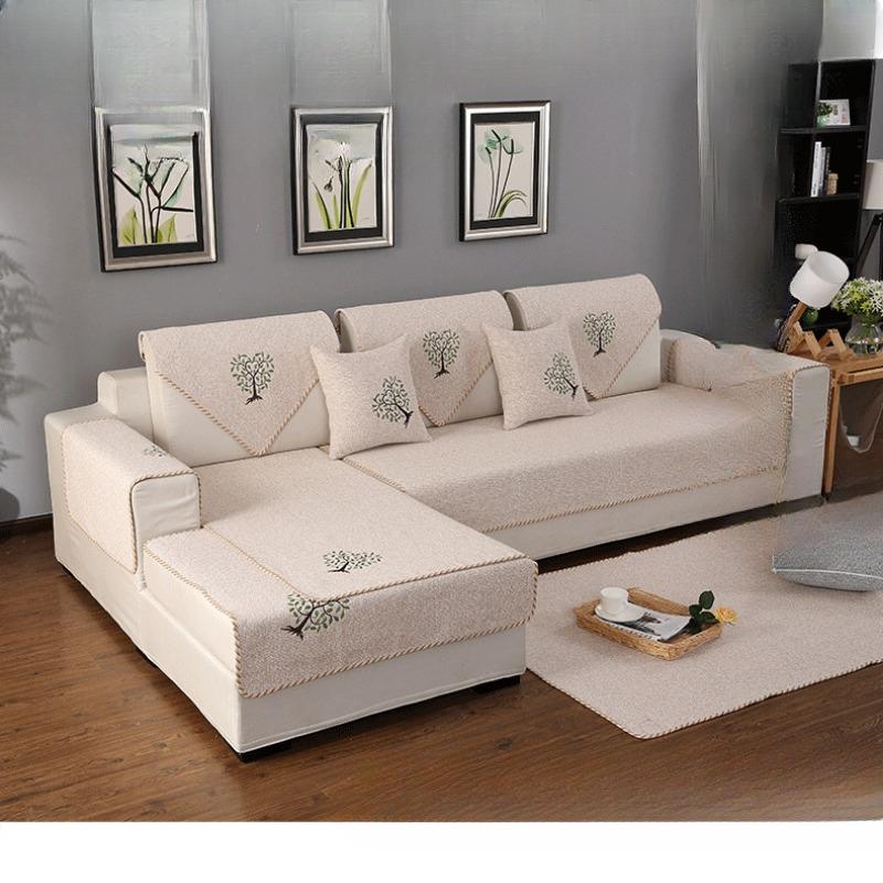 Four Seasons нескользящая вышитая диванная подушка из хлопчатобумажной ткани для гостиной, универсальная льняная утолщенная современная простая однотонная диванная подушка