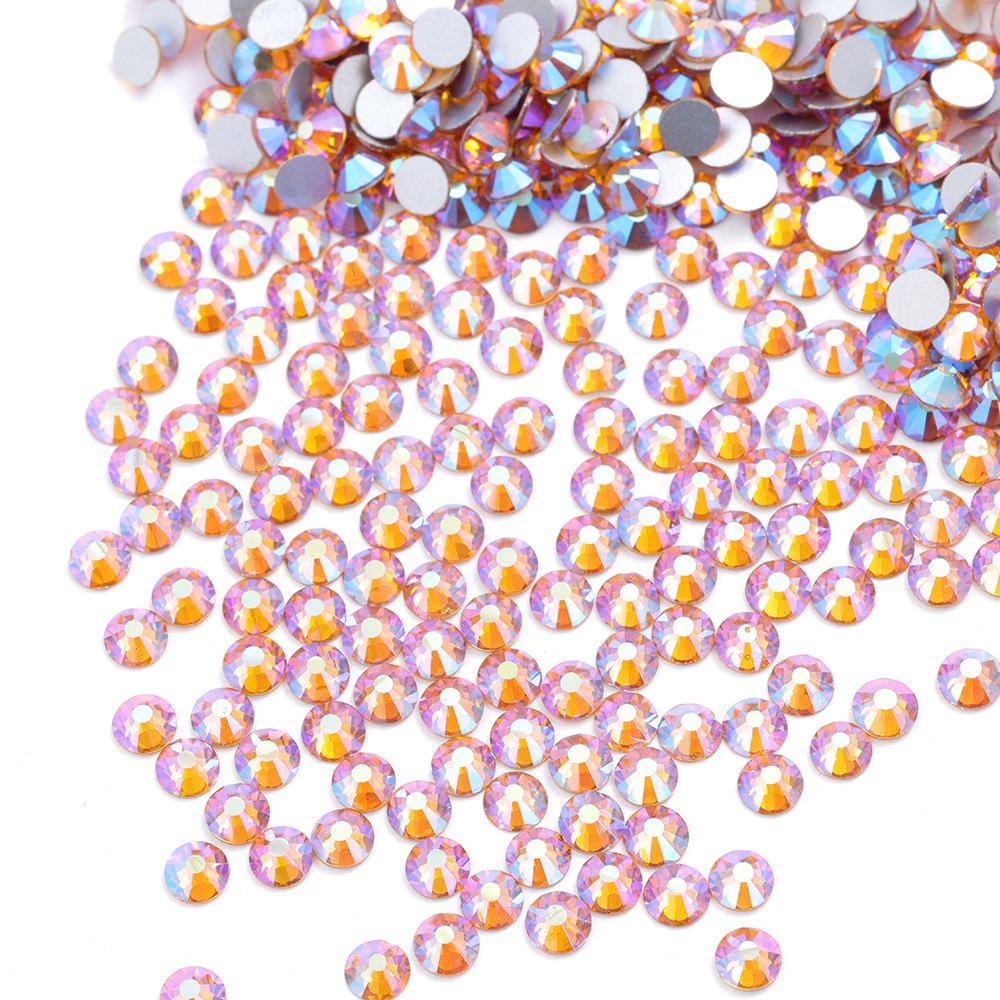 Цветной АБ Хрусталь Плоское Дно Сверло Круглое Сверло для Ногтей Сделай Сам Красочные Украшения для Ногтей