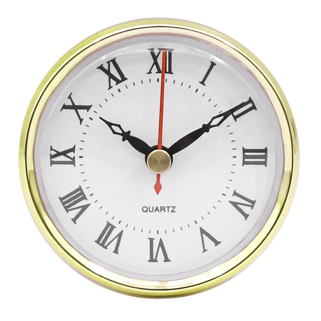 Classic Clock Movement 80mm Round Numeral Quartz Clock Insert with Gold Trim Home Decor for DIY Crafts Accessories