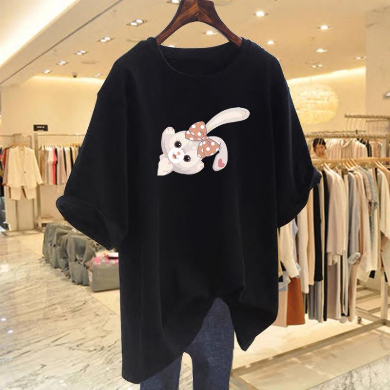 Хлопковая футболка с коротким рукавом женская 2025 новая одежда лето зарубежный стиль с рукавом до локтя топ летняя одежда