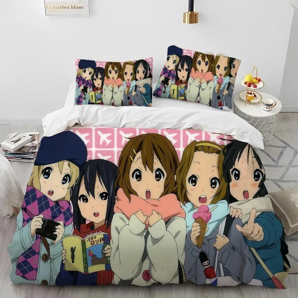 K-ON Кавайный Аниме Комплект Постельного Белья Для Девочек Для Спальни Мягкие Современные Покрывала Удобное Детское Детское Мягкое Пододеяльник Удобный Пододеяльник И