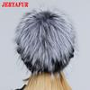 JERYAFUR Женская шапка из натурального меха норки, помпон из лисы, цветы кролика, стильная теплая модная зимняя шапка из натурального меха для девочек, вязаная