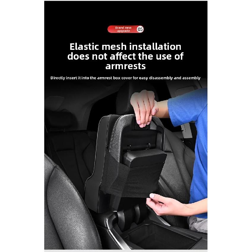 Car Armrest Box Height Increase Pad with Tissue Dispenser Car Armrest Leather Non-slip Memory Foam Pillow Protective Cover