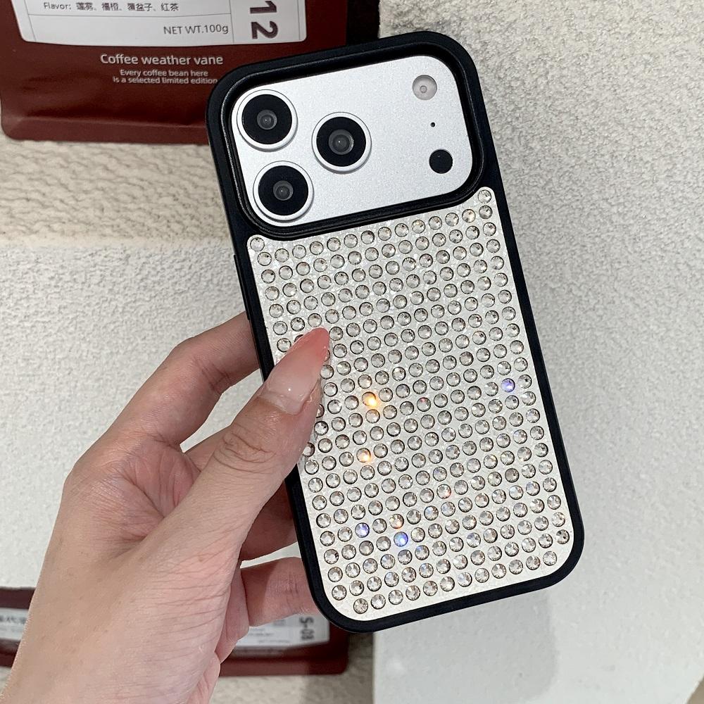 Luxury Full Screen Glitter Rhinestone Transparent Phone Case For iPhone 17 16 15 14 18 Pro Max Fashion Shiny Protection Cover