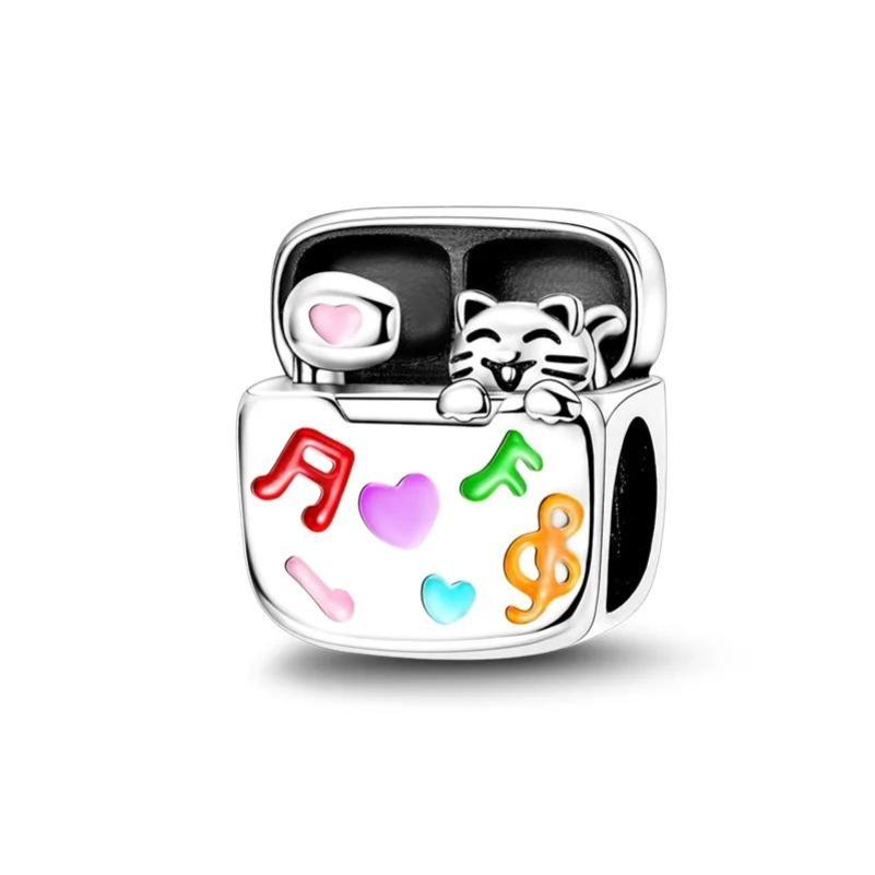 Снова в школу Медные шармы Сумка Наушники Кубик Рубика Часы Игровая консоль Бусина Подвеска Подходит для браслета Ожерелье Ювелирные изделия