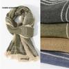 Men's Patchwork Striped Autumn/Winter Jacquard Scarf New Warm Personalized Black Scarf for Men