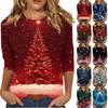 Женская повседневная футболка с круглым вырезом и рождественским принтом снежинок, рукав три четверти, топ, пуловер