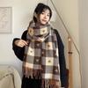 Autumn/Winter Plaid Heart Imitation Cashmere Scarf - Trendy Korean Style for Couples & Students