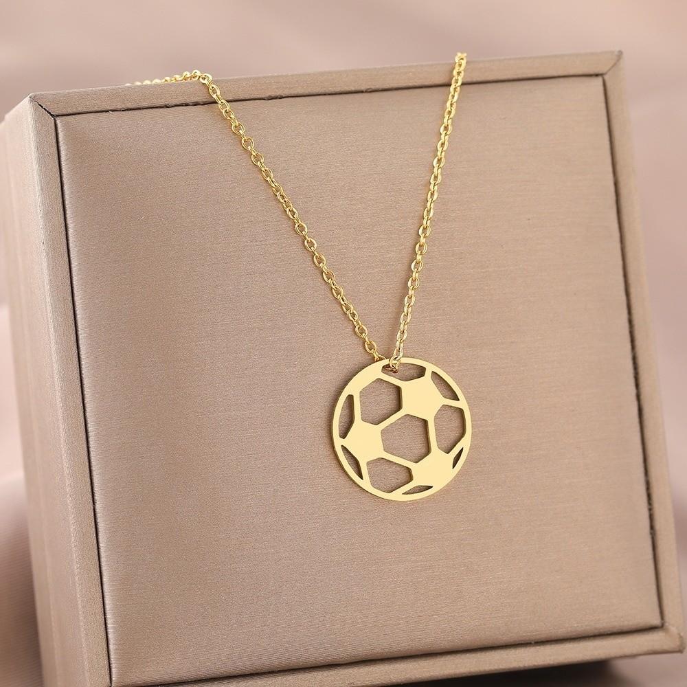 Stainless Steel Football Lover Choker Simple Sports Ball Jewelry Casual Wear