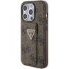 Guess Grip Stand 4G Triangle Strass Case For Iphone 15 Pro - Brown