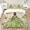 3pcs Princess Tianas Green Dress Bedding Set, Includes One Quilt Cover and Two Pillowcases, Bedroom and Guest Room Decoration. T72301113