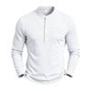 Мужская вязаная рубашка-henley с длинным рукавом, свободный крой, дышащая, повседневная, для commuters