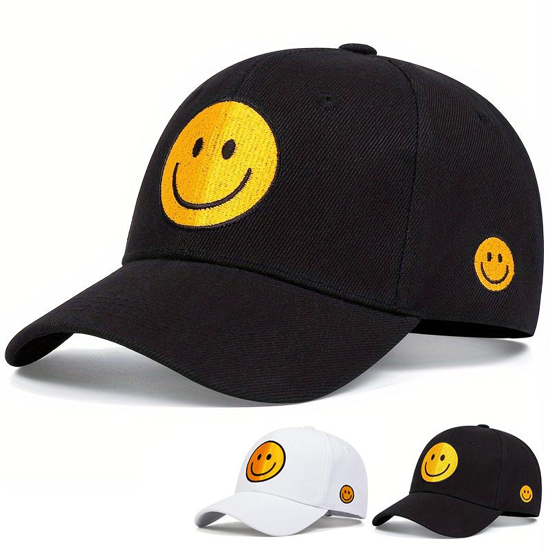 Unisex Yellow Smiling Face Embroidery Adjustable Baseball Cap Outdoor Leisure Travel Hat Men Adn Women Designer Hats Trucker Hat Golf Caps