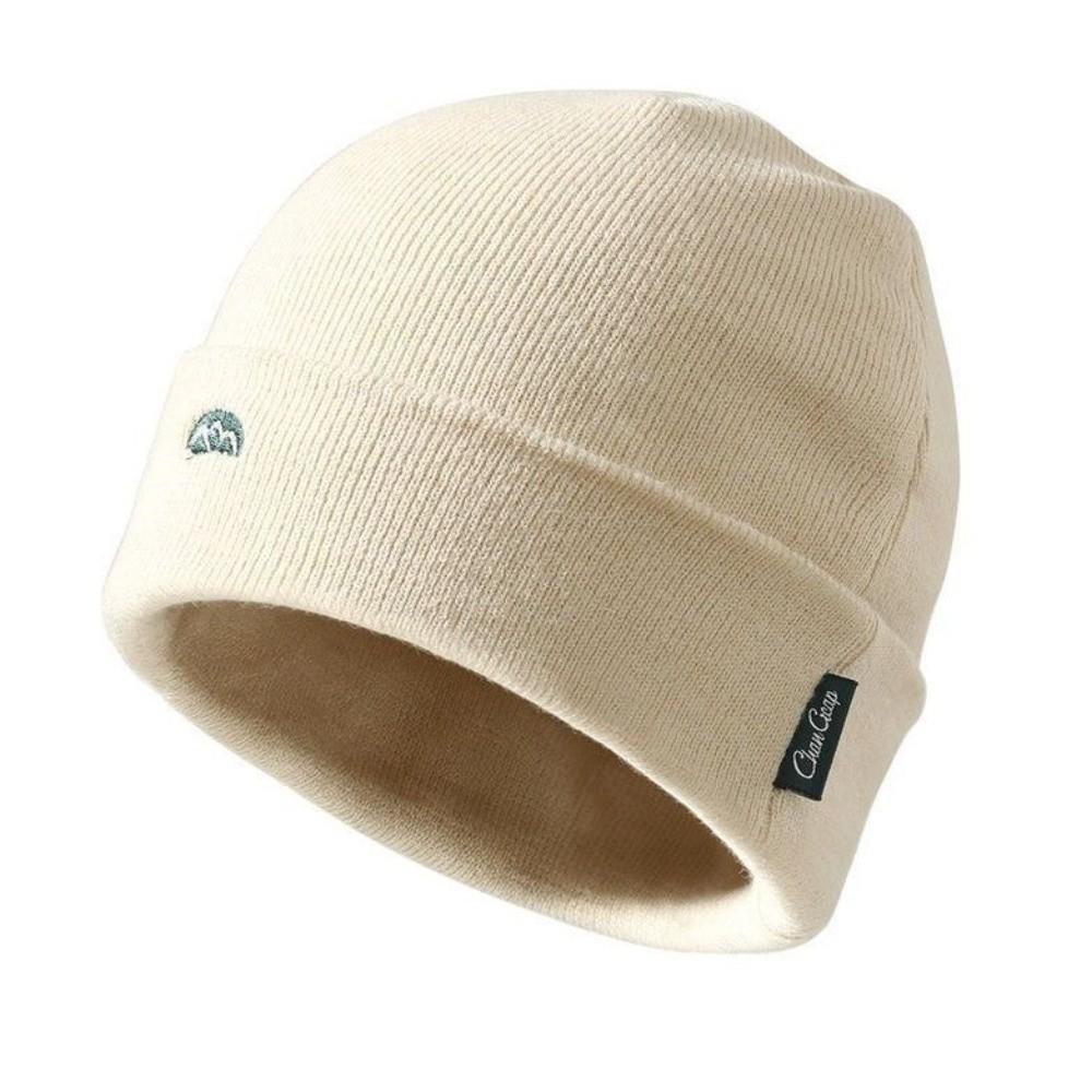 Thickened Knitted Beanie Hat Elastic Cycling Skiing Hat Casual Cuffed Skull Cap