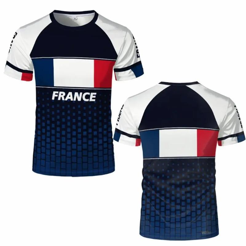 France Flag 3D Print T-shirt Summer Outdoor Sports Casual Breathable Quick-drying Tops Men Women Fashion O-Neck Football Jersey