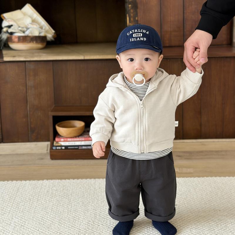 Baby Clothes Spring Handsome Baby Solid Color Hoodie New Autumn Clothes Children'S Sports Tops Going Out