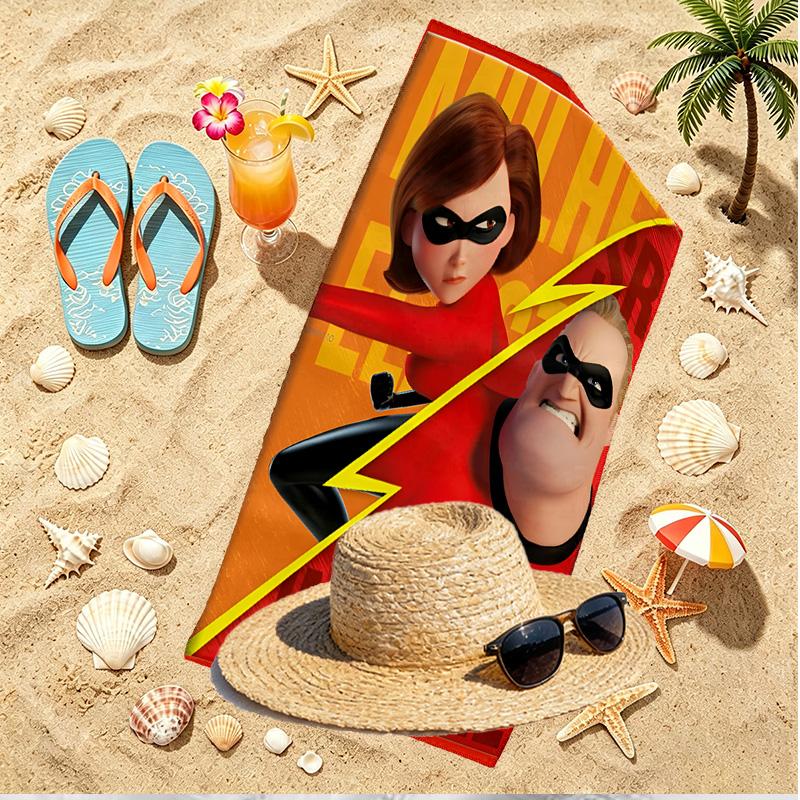 Incredibles Print Beach Towel, Versatile Lightweight Absorbent Beach Towel for Pool Surf Yoga Bathroom, Perfect Birthday Holiday Gift
