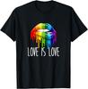 Love Is Love Rainbow Lips LGBT Gay Lesbian Pride T-Shirt