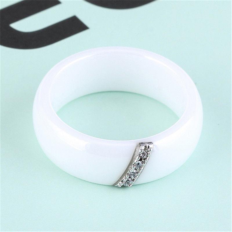 Шарм Свадебные влюбленные Кольцо Простой Черный Девушка Мода Белый Подарок на годовщину Круглый Керамика Ювелирные Изделия