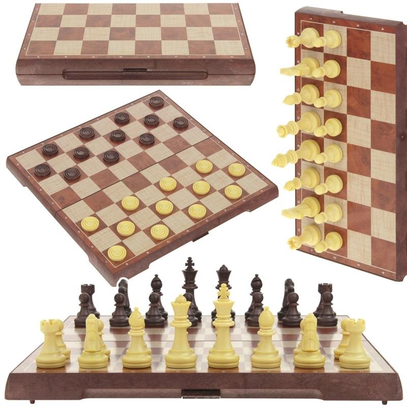 Chess Checkers Magnetic Classic Large Magnet Game 2in1 31x31 cm