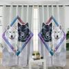 Шторы с изображением тотема в виде животного волка, черно-белые шторы с изображением волка, 2 панели, детская комната, гостиная, спальня, балкон, кабинет, декор